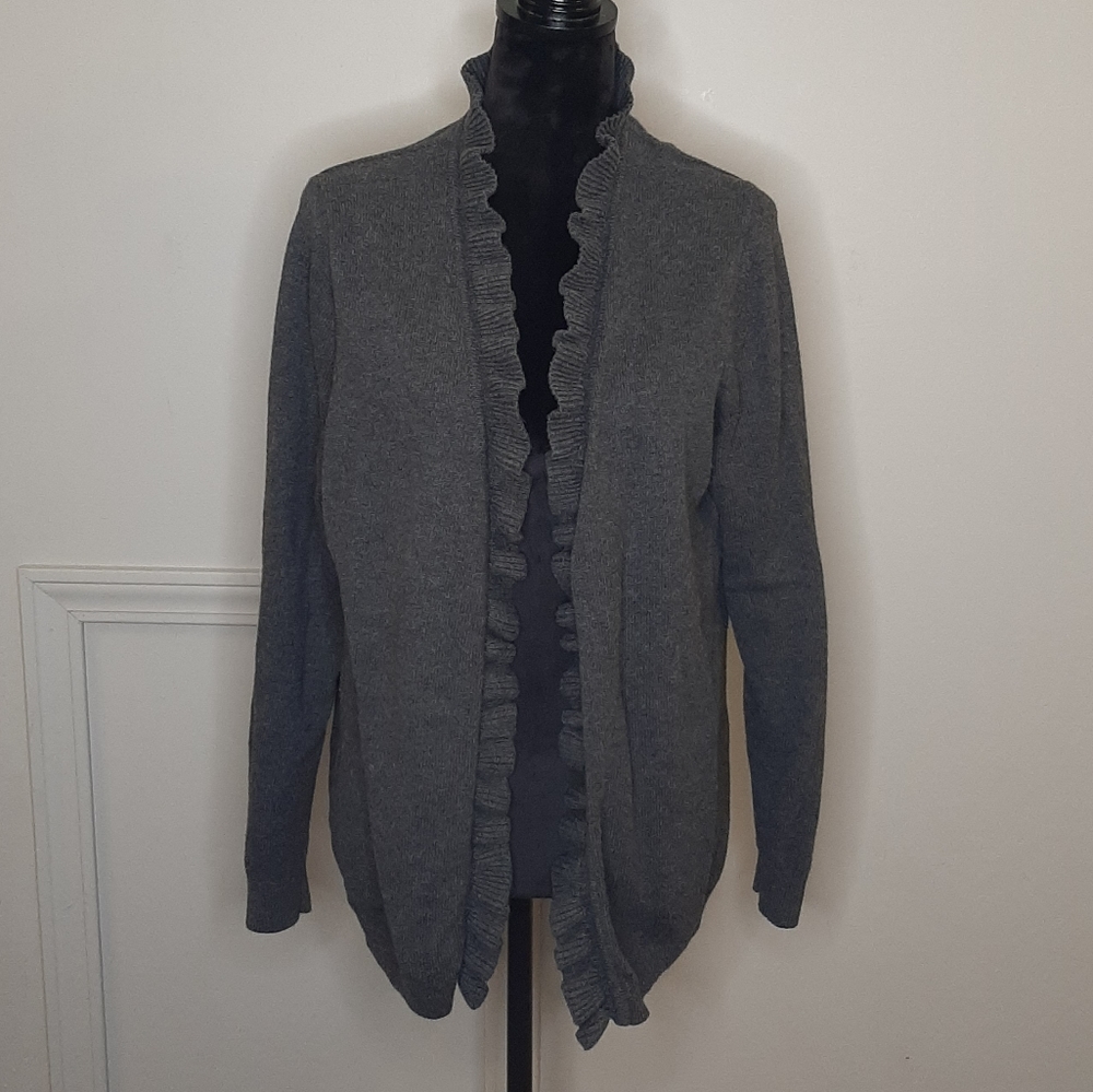 Grey ruffled cardigan